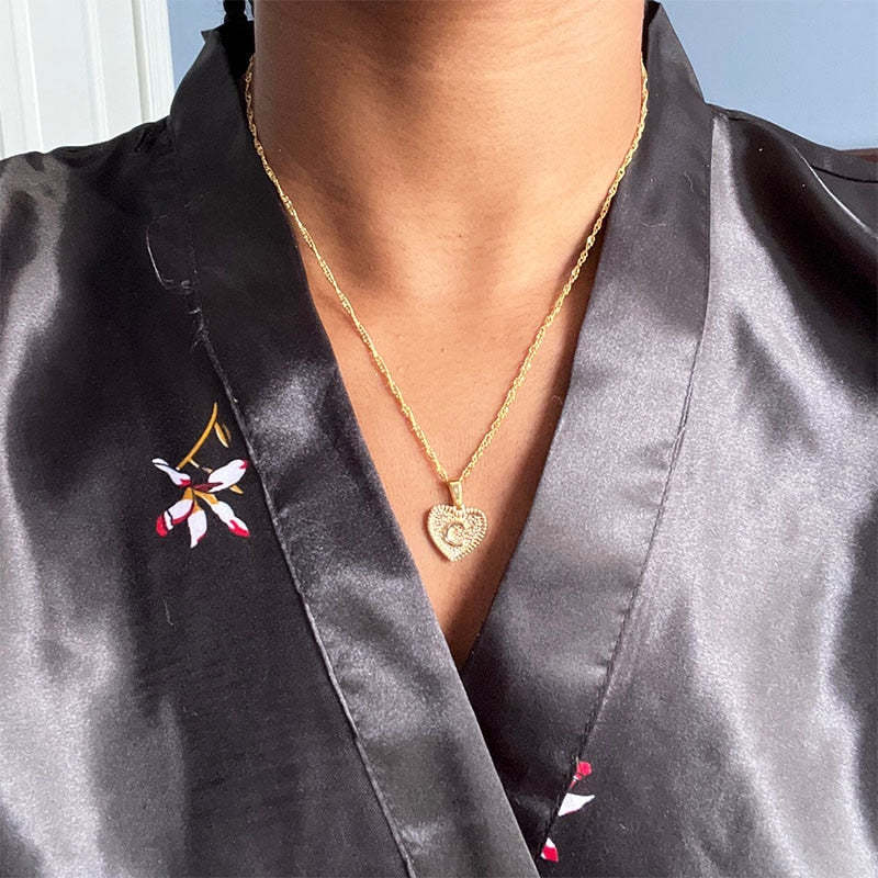 Fashion Jewelry Creative Simple Women's Peach Heart Letter Necklace Love Pendant